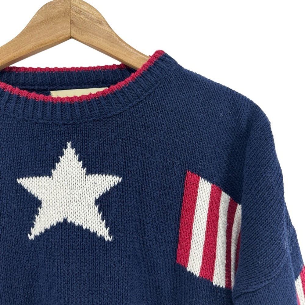 VINTAGE 90s Stars and Stripes St. Johns Bay Knit Sweater Oversized - Picture 3 of 9